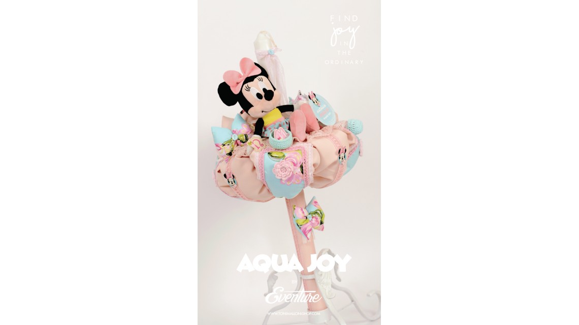 Lumanare de botez pentru fete cu Minnie Mouse, 65x4 cm, Aqua Joy  1